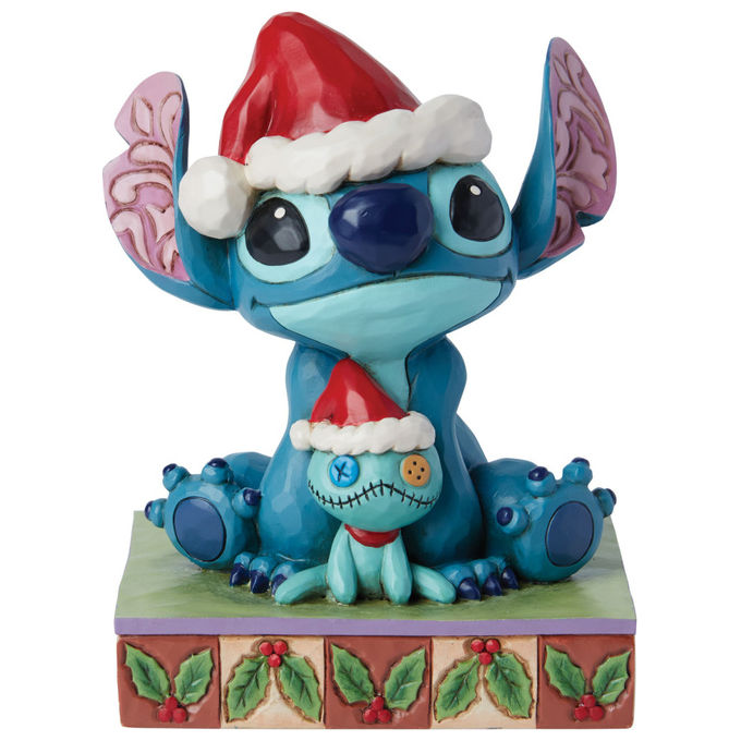 Disney Traditions Babbo Natale Stitch e Scrump Statuetta in Resina Jim Shore