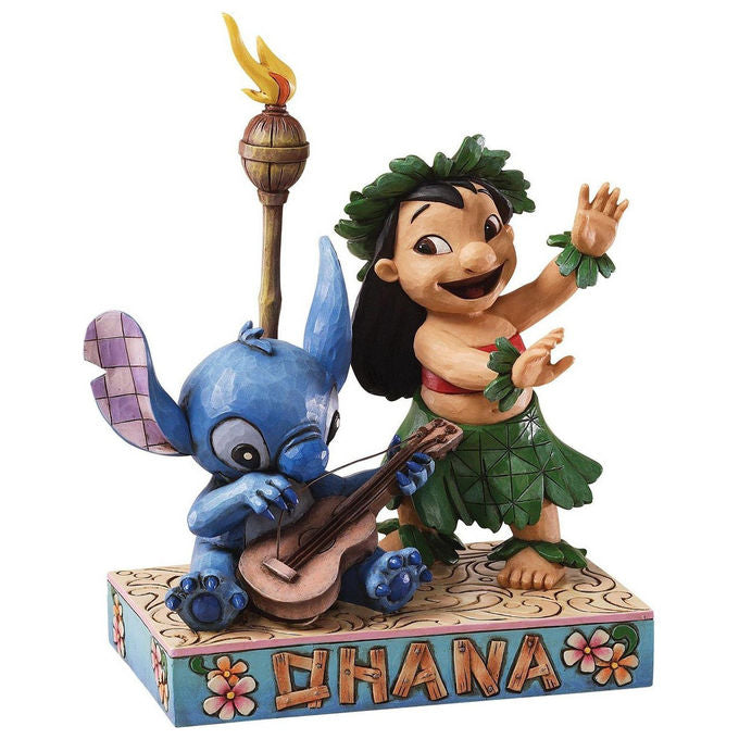 Disney Traditions Statuetta Lilo and Stitch Ohana 18 cm Resina Dipinta a mano