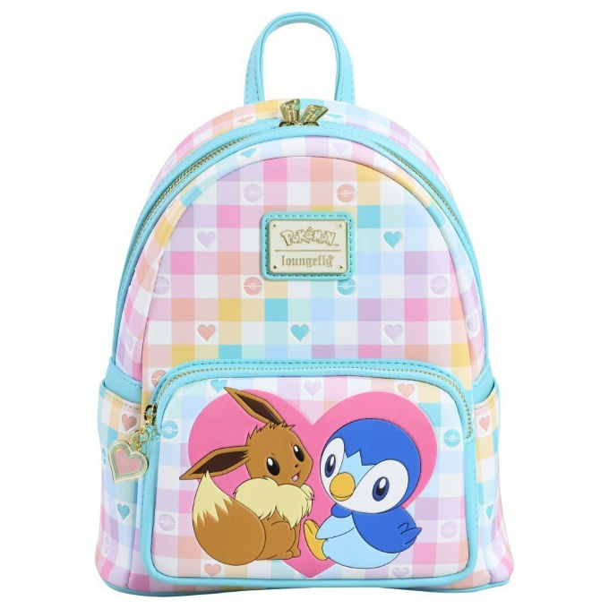 Loungefly Mini Zaino Piplup e Eevee Amici Pokemon Pelle Vegana 23 x 11 x 27 cm