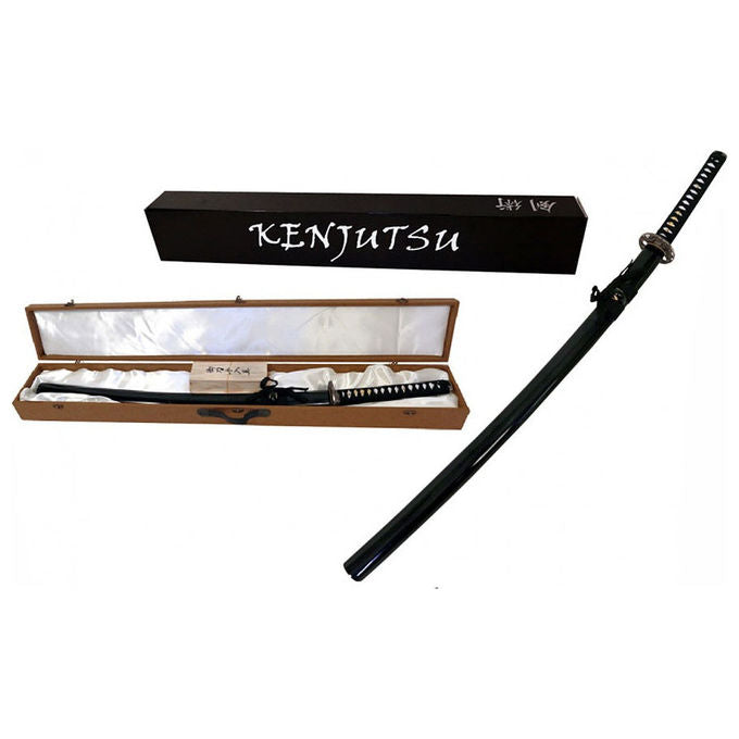 Kenjutsu Katana da Pratica Acciaio al Carbonio 1045 Modello 904 con Supporto e Kit Pulizia