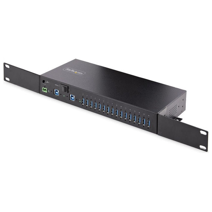 StarTech.com Hub USB 3.0 Alimentato 16 Porte Industriale Multipresa USB-A Installabile Muro-Rack-DIN