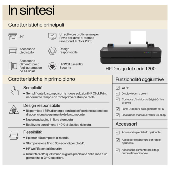 HP DesignJet T250 Stampante 24 Pollici Edizione 2025 Grigio
