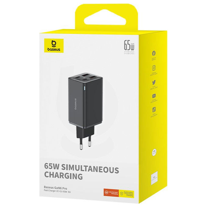 Baseus Gan6 Caricabatterie USB 65W Nero