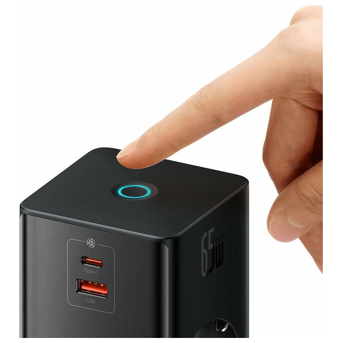 Baseus PowerCombo Tower GaN3 65W Presa Filtrata Ricarica Rapida Nero