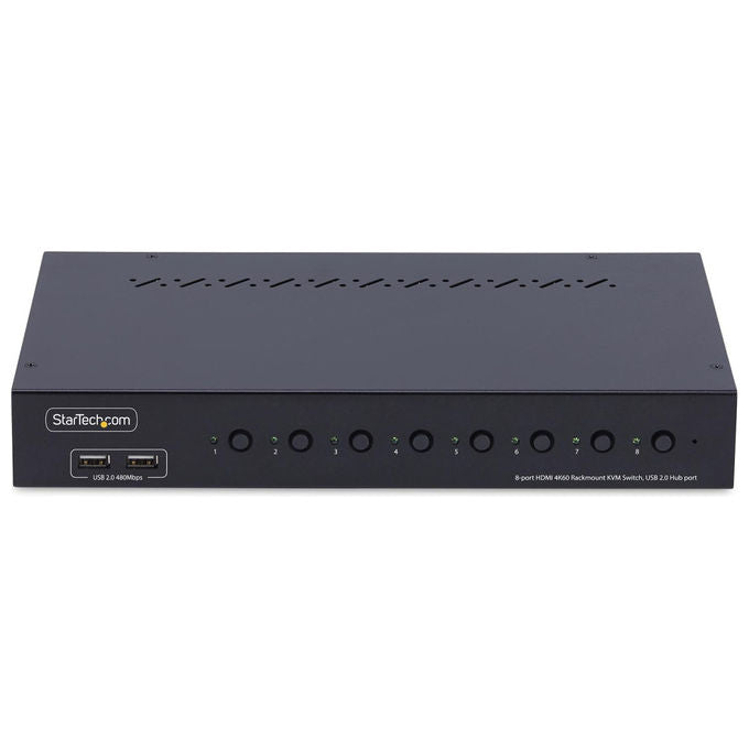 StarTech.com KVM Switch HDMI 8 Porte Kit Rack 1U 4K 60Hz Hub USB Nero