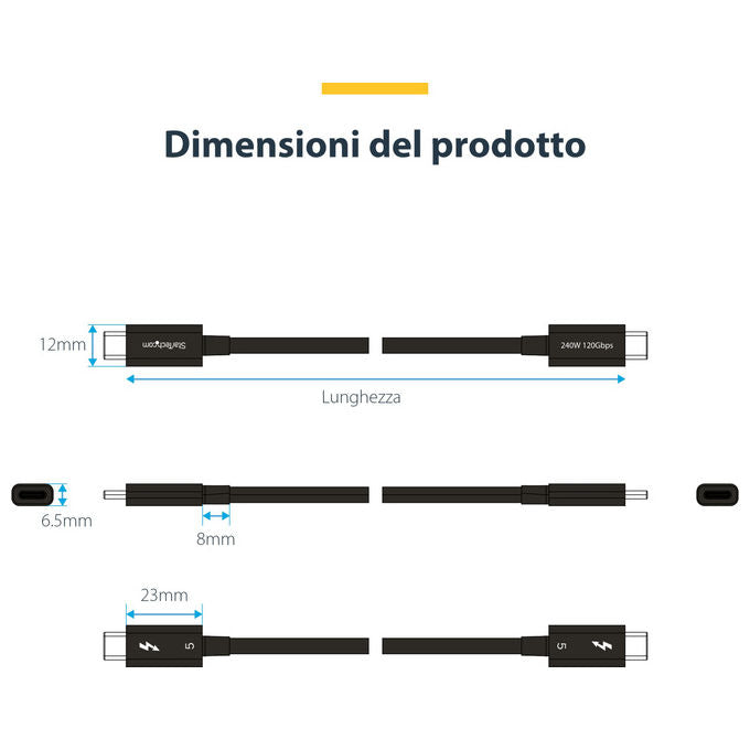 StarTech.com Cavo Thunderbolt 5 80 Gbps fino a 120 Gbps 1 metro 240W 8K 60 Hz