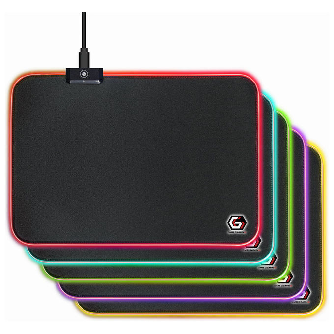 Gembird Tappetino Gaming LED 250x350 mm Effetto Luminoso Multicolore Nero