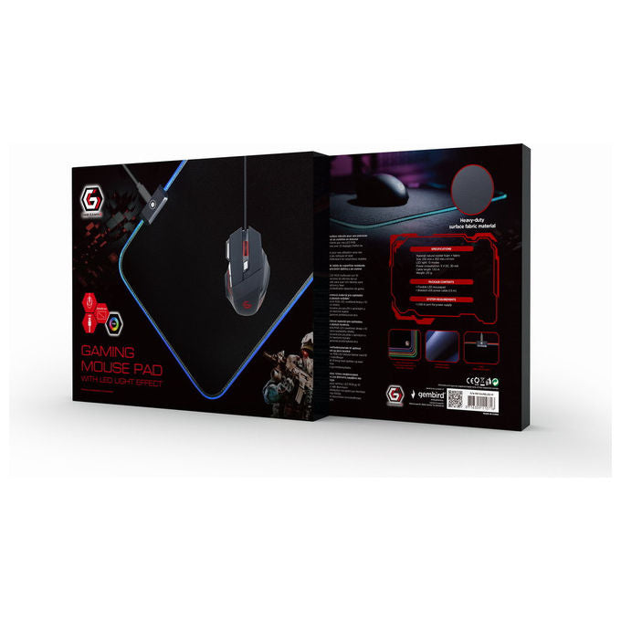 Gembird Tappetino Gaming LED 250x350 mm Effetto Luminoso Multicolore Nero