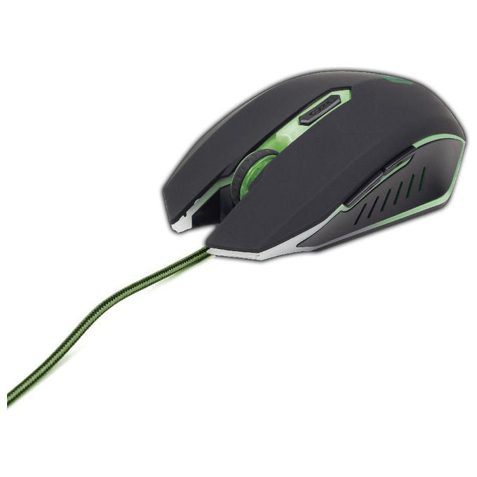 Gembird Mouse Gaming Ambidestro 2400 DPI USB Nero-Verde