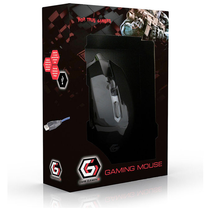 Gembird Mouse Gaming Ambidestro 2400 DPI USB Nero-Verde