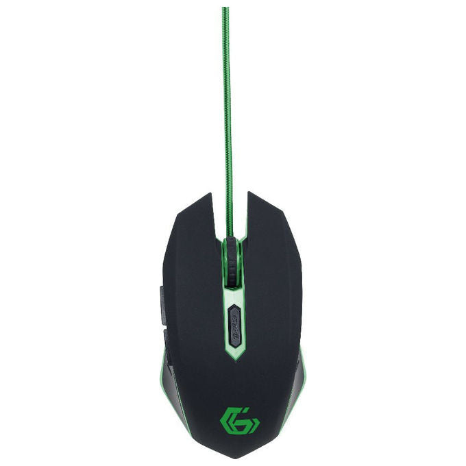 Gembird Mouse Gaming Ambidestro 2400 DPI USB Nero-Verde