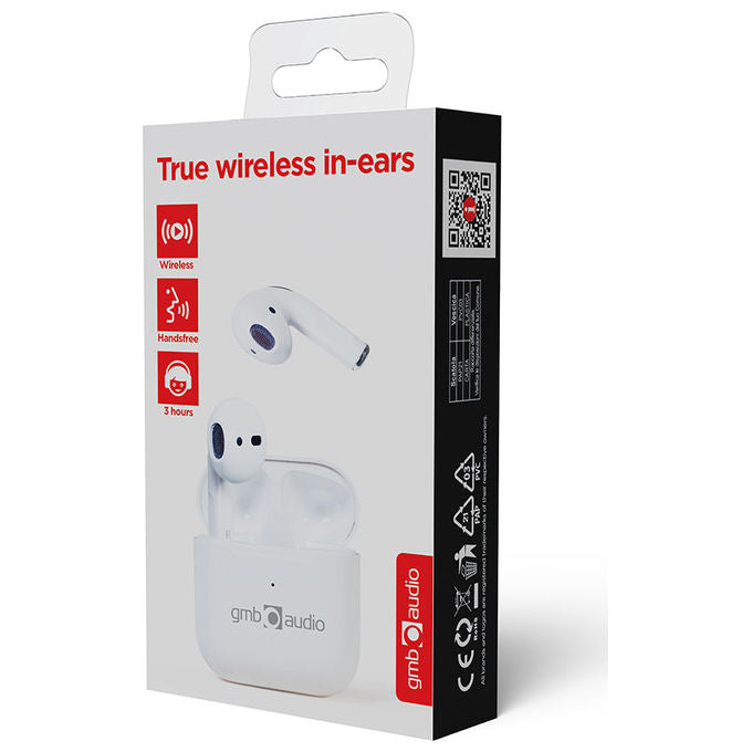 Gembird Auricolari TWS-MLA-GW Wireless In-ear Musica e Chiamate Bianco