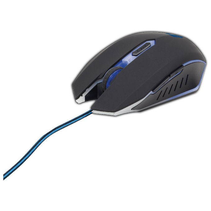 Gembird Mouse Gaming Ambidestro USB 2400 DPI Ottico Nero e Azzurro