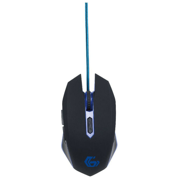 Gembird Mouse Gaming Ambidestro USB 2400 DPI Ottico Nero e Azzurro