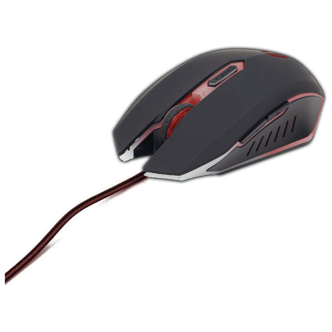 Gembird Mouse Gaming Ambidestro USB 2400 DPI Nero Rosso