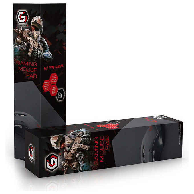 Gembird Tappetino Mouse Gaming Medio Nero Gomma e Tessuto