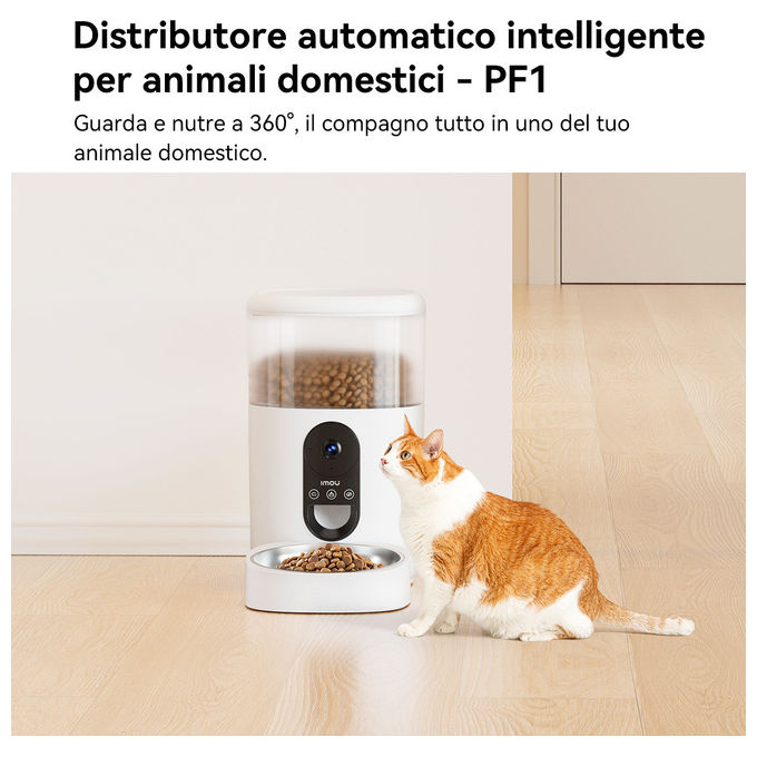 Imou Distributore Automatico Pet 4L Con Telecamera Acciaio Inox Bianco