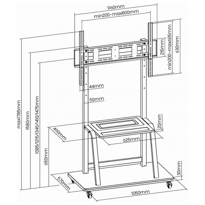 Gembird Supporto Display Espositivo 2.54 m Nero Compatibile VESA 800x600