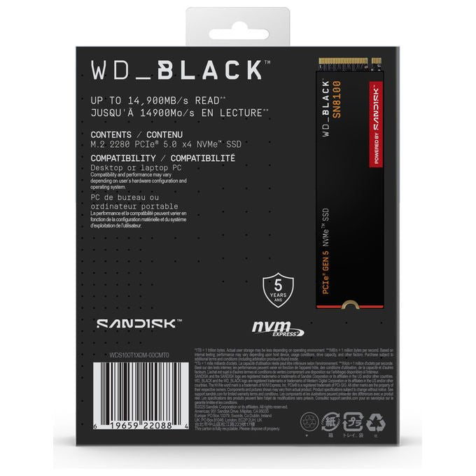 Western Digital Black SN8100, 1 TB SSD, NVMe PCIe Gen5, M.2 2280