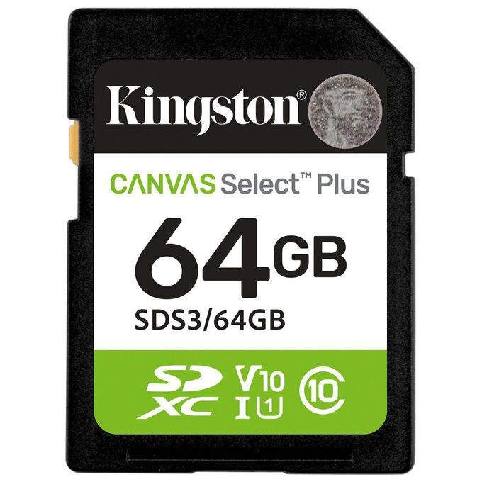 Kingston Technology Scheda SDXC 64GB Canvas Select Plus Gen3 100MB-s C10 UHS-I U1 V10