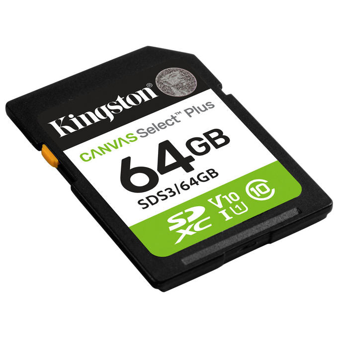 Kingston Technology Scheda SDXC 64GB Canvas Select Plus Gen3 100MB-s C10 UHS-I U1 V10