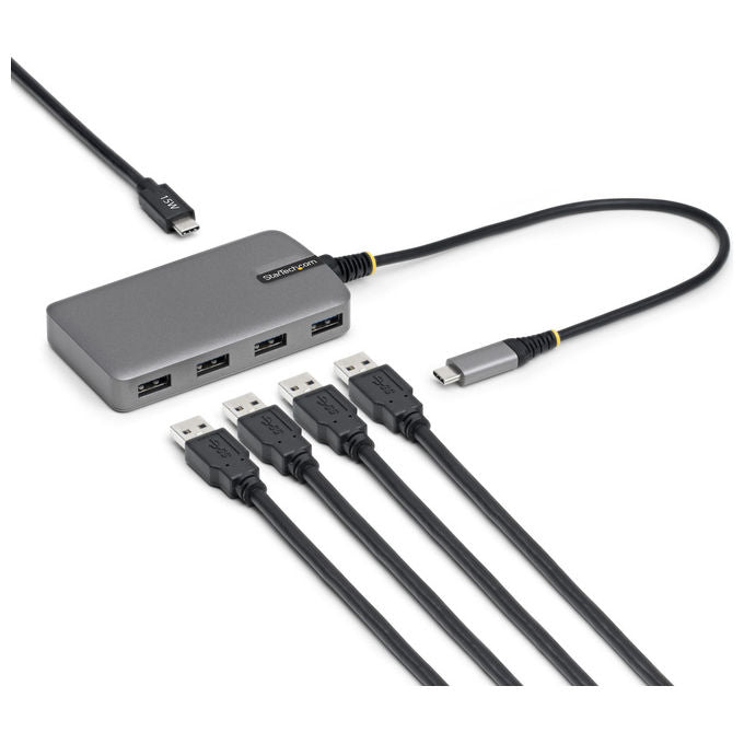 Startech.Com Hub USB 3.2 Gen 1 Type-C 4 Porte USB-A Grigio in Metallo