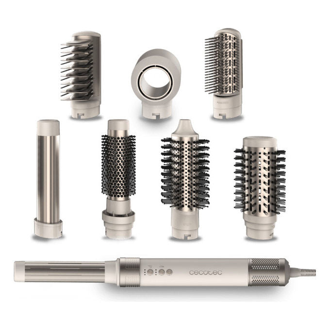 Cecotec Multistyler AirGlam CeramicCare Caldo 1400 W Champagne e Bianco 8 Accessori
