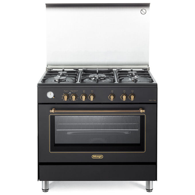 De’Longhi Cucina a Gas con Forno Elettrico Multifunzione 90x60 cm Antracite