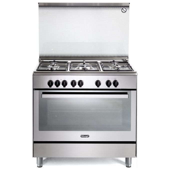De'Longhi, Cucina a Gas ed Elettrica, 90x60 cm, Acciaio Inox, 5 Fuochi