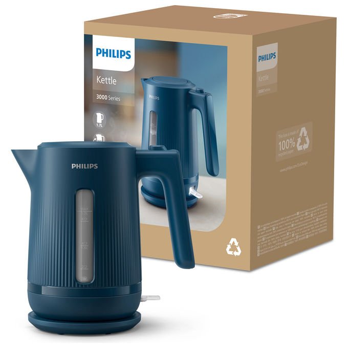 Philips, Bollitore Elettrico, 1.7L, 2200W, Blu, Serie 3000 HD9411-70
