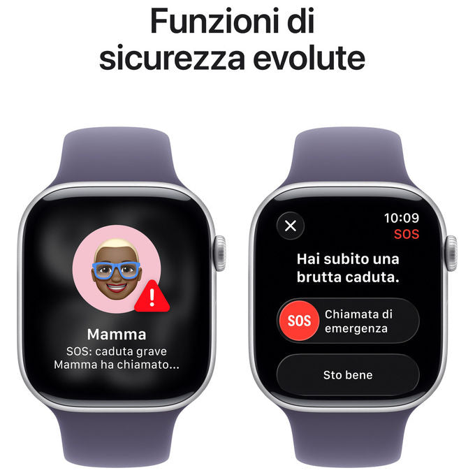Apple Watch Series 11 GPS 46mm Cassa Alluminio Argento Sport Band Viola Nebbia
