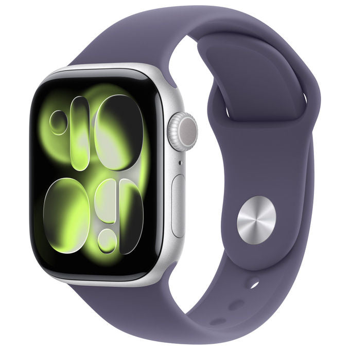 Apple Watch Series 11 42mm GPS Cassa Alluminio Argento Sport Band Viola Nebbia M-L