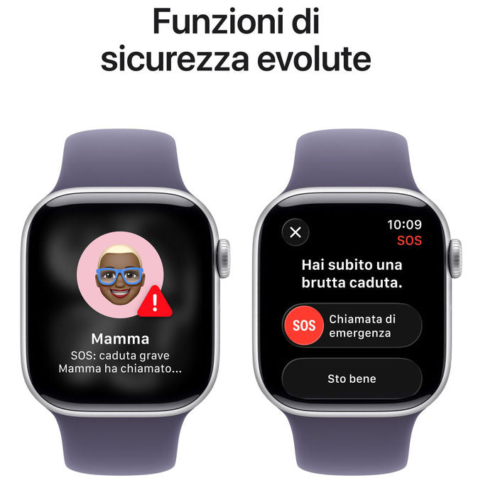 Apple Watch Series 11 42mm GPS Cassa Alluminio Argento Sport Band Viola Nebbia M-L