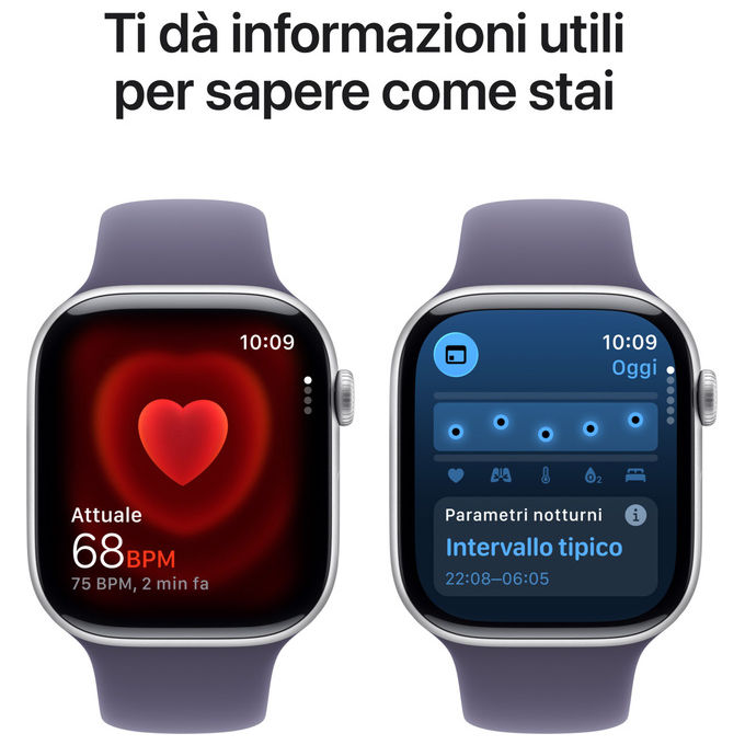 Apple Watch Series 11 GPS + Cellular 46mm Argento Alluminio Sport Band Viola Nebbia