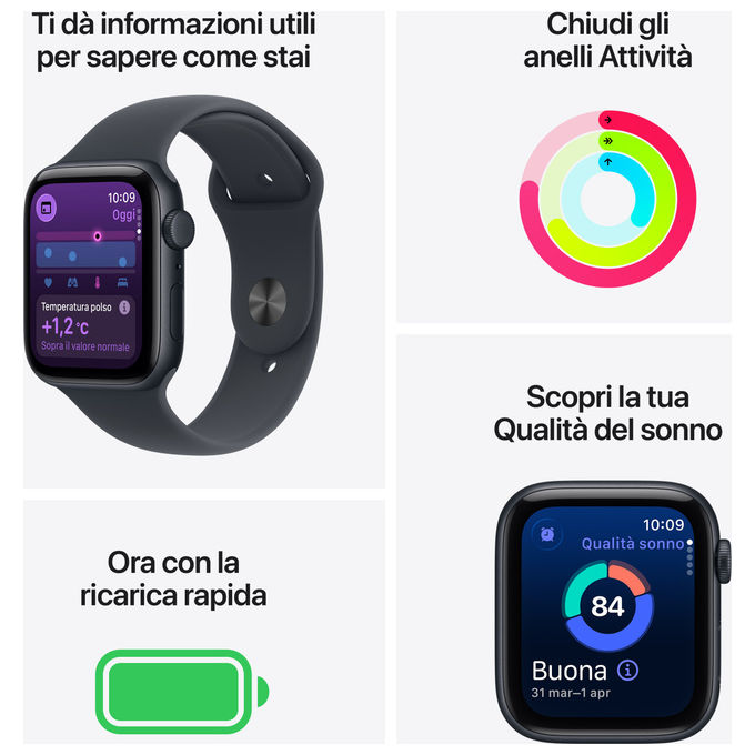 Apple Watch SE 3 GPS Cellular, 40mm Alluminio Galassia, Sport Band Galassia