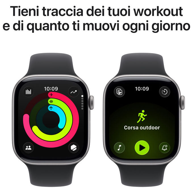 Apple Watch Series 11 46mm GPS + Cellular Alluminio Grigio Siderale Sport Band Nero M-L