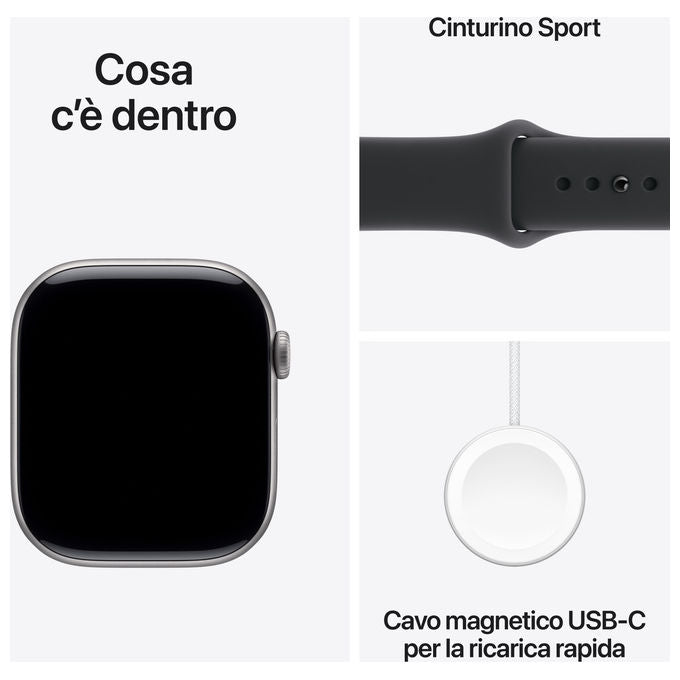 Apple Watch Series 11 GPS 46mm Cassa Alluminio Grigio Siderale Sport Band Nero