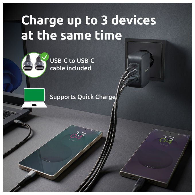 Intenso Caricabatterie USB-C GaN 100W Nero con Cavo