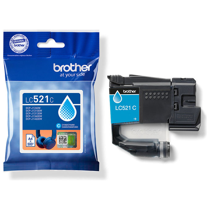 Brother Cartuccia Inchiostro Ciano LC521C Originale 500 Pagine