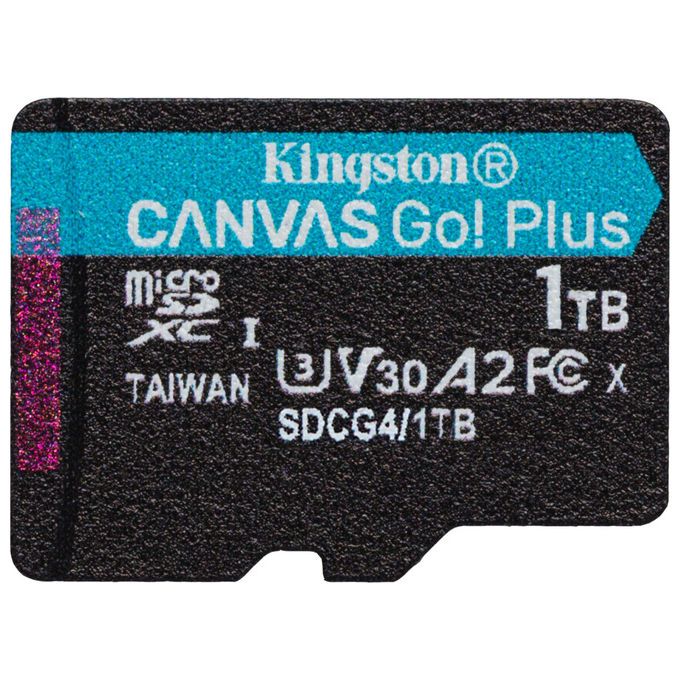 Kingston Technology MicroSDXC 1TB Canvas Go Plus 200MB-s A2 U3 V30 con Adattatore