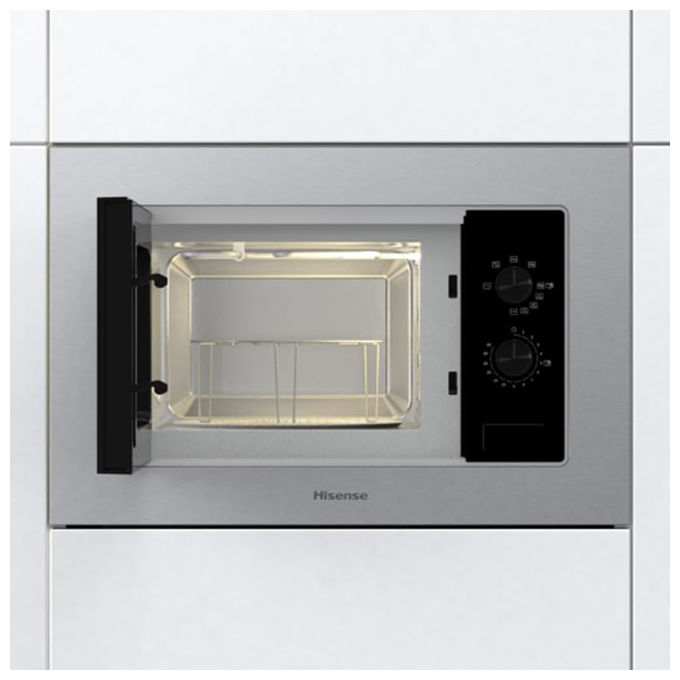 Hisense Forno Microonde Incasso 20L 800W Grill Aqua Cleaning Inox Vetro Nero
