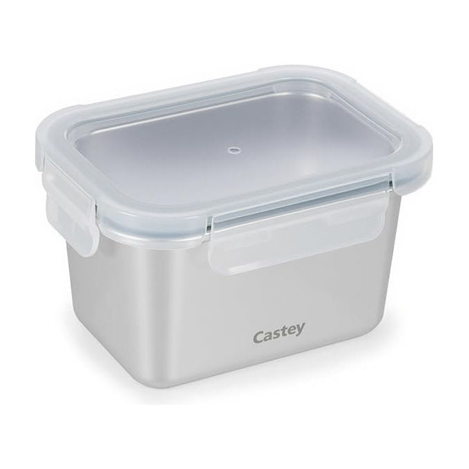Castey Contenitore Rettangolare Acciaio Inox Chiusura Ermetica Per Alimenti