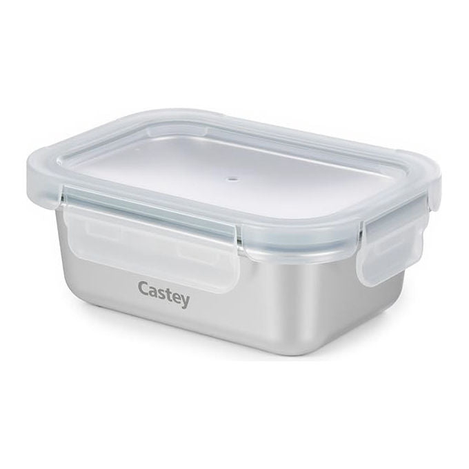Castey Contenitore Rettangolare Acciaio Inox Chiusura Ermetica Per Alimenti