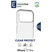 Cellularline 8018080499609 Cover Rigida Trasparente Bordi Gomma Antiurto iPhone 17 Pro