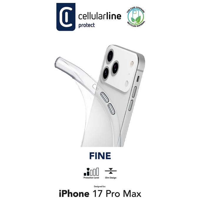 Cellularline Cover iPhone 17 Pro Max Gomma Morbida Ultra Sottile Trasparente