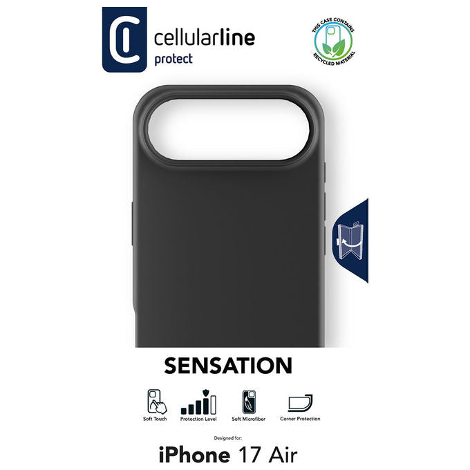 Cellularline Sensation Cover per iPhone Air Silicone ultra morbida Nera