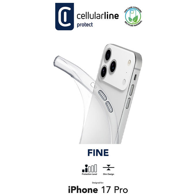 Cellularline Cover iPhone 17 Pro Gomma Morbida Ultra Sottile Trasparente