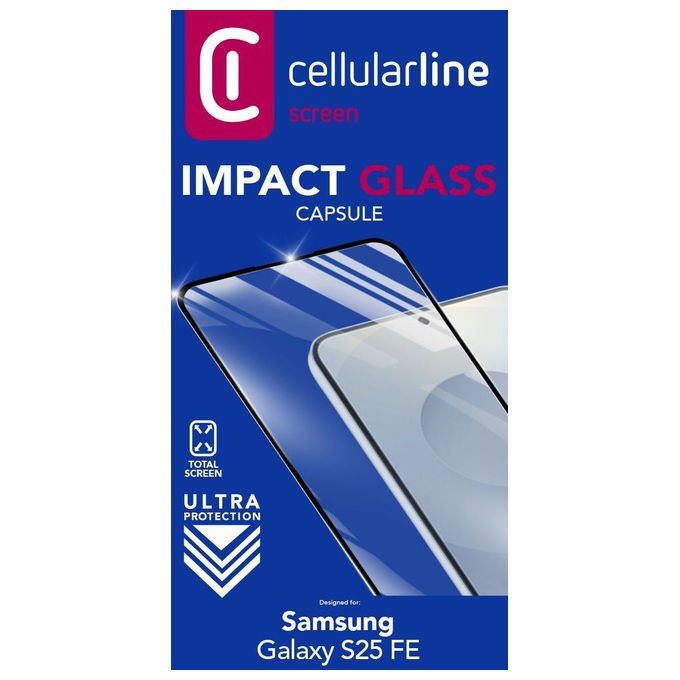 Cellularline Vetro Temperato Impact Glass Capsule per Galaxy S25 FE Trasparente