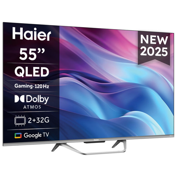 Haier H55Q80FUX Q80 Smart TV QLED 55'' 4K Ultra HD Google TV Dolby Atmos Vision HDR10 Wi-Fi colore Nero