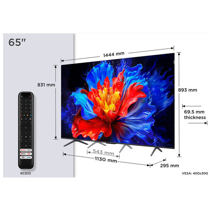 TCL 65P89K Tv Qled 4K 65'' 144Hz Smart Tv Google Tv Audio Onkyo Dolby Vision
